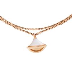 Pre Owned Bvlgari Divas' Dream Mother of Pearl 18K Rose Gold Charm Bracelet M/L