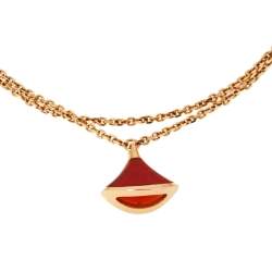 Pre Owned Bvlgari Divas' Dream Carnelian 18K Rose Gold Charm Bracelet M/L