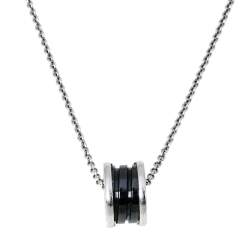 Pre Owned Bvlgari Save The Children B.zero1 Ceramic Silver Pendant Necklace