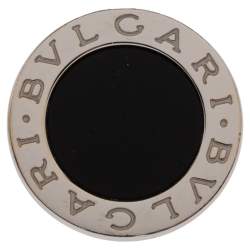 Pre Owned Bvlgari Onyx Inlay 18K White Gold Circular Ring Size 52