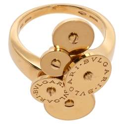 Pre Owned Bvlgari Cicladi Cluster Disc 18K Yellow Gold Cocktail Ring Size 52.5