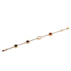 Pre Owned Bvlgari Multi Gemstone Inlay 18K Rose Gold Station Bracelet SM