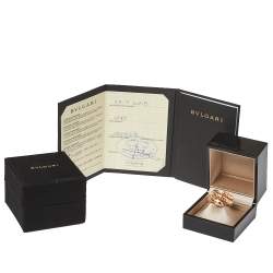 Pre Owned Bvlgari Serpenti Tubogas Diamond 18K Rose Gold Double Spiral Ring Size 57