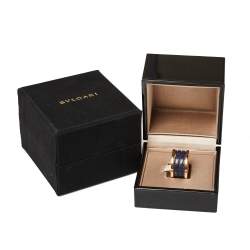 Pre Owned Bvlgari B.Zero1 Lapis Lazuli 18K Rose Gold Three Band Ring Size 54