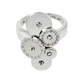 Pre Owned Bvlgari Cicladi Cluster Disc 18K White Gold Cocktail Ring Size 52