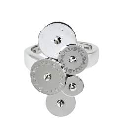 Pre Owned Bvlgari Cicladi Cluster Disc 18K White Gold Cocktail Ring Size 52