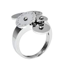 Pre Owned Bvlgari Cicladi Cluster Disc 18K White Gold Cocktail Ring Size 52