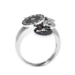 Pre Owned Bvlgari Cicladi Cluster Disc 18K White Gold Cocktail Ring Size 52