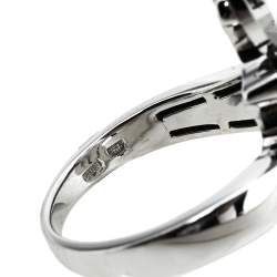 Pre Owned Bvlgari Cicladi Cluster Disc 18K White Gold Cocktail Ring Size 52