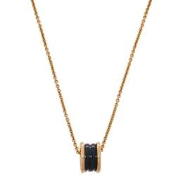 Pre Owned Bvlgari B.zero1 Black Ceramic 18K Rose Gold Pendant Necklace