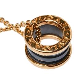 Pre Owned Bvlgari B.zero1 Black Ceramic 18K Rose Gold Pendant Necklace