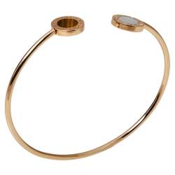 Pre Owned Bvlgari Bvlgari Mother of Pearl Tiger's Eye 18K Rose Gold Bracelet S