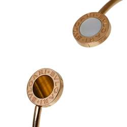 Pre Owned Bvlgari Bvlgari Mother of Pearl Tiger's Eye 18K Rose Gold Bracelet S