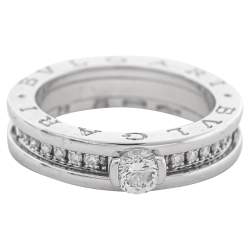 Pre Owned Bvlgari B.Zero1 Diamond 18K White Gold Engagement Ring Size 54