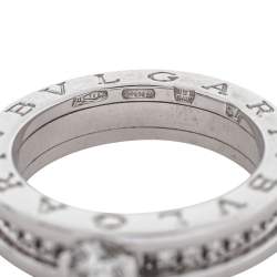 Pre Owned Bvlgari B.Zero1 Diamond 18K White Gold Engagement Ring Size 54