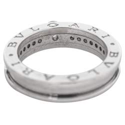 Pre Owned Bvlgari B.Zero1 Diamond 18K White Gold Engagement Ring Size 54