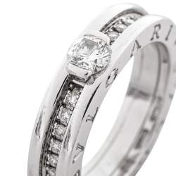 Pre Owned Bvlgari B.Zero1 Diamond 18K White Gold Engagement Ring Size 54