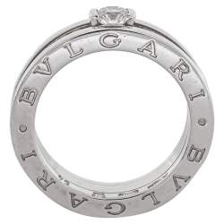 Pre Owned Bvlgari B.Zero1 Diamond 18K White Gold Engagement Ring Size 54