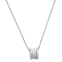 Pre Owned Bvlgari B.Zero1 18K White Gold Small Round Pendant Necklace