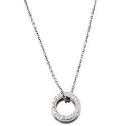 Pre Owned Bvlgari B.Zero1 18K White Gold Small Round Pendant Necklace