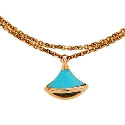 Pre Owned Bvlgari Divas' Dream Turquoise 18K Rose Gold Double Strand Bracelet SM