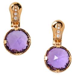 Bvlgari Parentesi Cocktail  Amethyst Diamond 18K Rose Gold Earrings