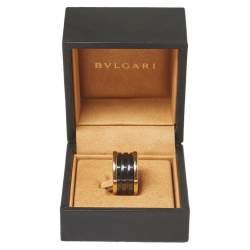 Pre Owned Bvlgari B.Zero1 Ceramic 18K Rose Gold Ring Size 51