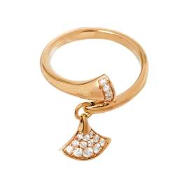 Pre Owned Bvlgari Divas' Dream Diamond 18K Rose Gold Ring Size 54
