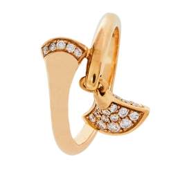 Pre Owned Bvlgari Divas' Dream Diamond 18K Rose Gold Ring Size 54