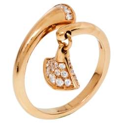Pre Owned Bvlgari Divas' Dream Diamond 18K Rose Gold Ring Size 54