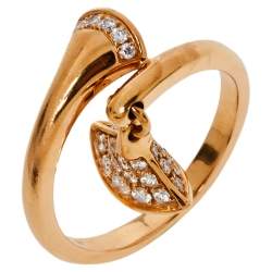 Pre Owned Bvlgari Divas' Dream Diamond 18K Rose Gold Ring Size 54