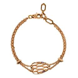 Pre Owned Bvlgari Serpenti Amethyst 18K Rose Gold Station Bracelet