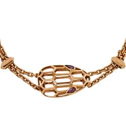 Pre Owned Bvlgari Serpenti Amethyst 18K Rose Gold Station Bracelet