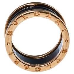 Pre Owned Bvlgari B.Zero1 Ceramic 18K Rose Gold Four-Band Ring Size 60