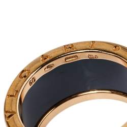 Pre Owned Bvlgari B.Zero1 Ceramic 18K Rose Gold Four-Band Ring Size 60