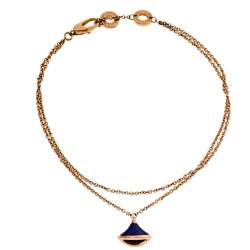 Pre Owned Bvlgari Divas' Dream Lapis Lazuli 18K Rose Gold Charm Bracelet
