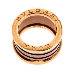 Pre Owned Bvlgari B.Zero1 Roma Bronze Ceramic 18K Rose Gold 4-Band Ring Size 53