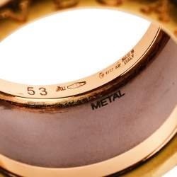 Pre Owned Bvlgari B.Zero1 Roma Bronze Ceramic 18K Rose Gold 4-Band Ring Size 53