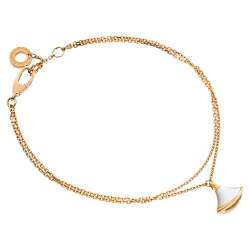 Pre Owned Bvlgari Divas' Dream Mother of Pearl 18K Rose Gold Charm Bracelet SM