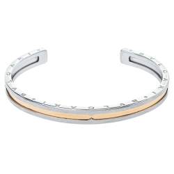Pre Owned Bvlgari B.Zero1 18K Rose Gold & Steel Open Cuff Bracelet 