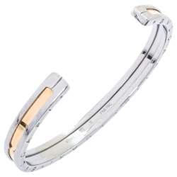 Pre Owned Bvlgari B.Zero1 18K Rose Gold & Steel Open Cuff Bracelet 