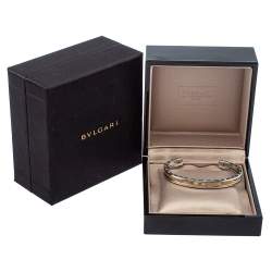 Pre Owned Bvlgari B.Zero1 18K Rose Gold & Steel Open Cuff Bracelet 