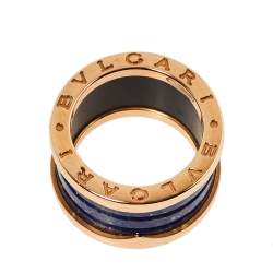 Pre Owned Bvlgari B.Zero1 Lapis Lazuli 18K Rose Gold Band Ring Size 58