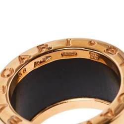 Pre Owned Bvlgari B.Zero1 Lapis Lazuli 18K Rose Gold Band Ring Size 58