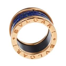 Pre Owned Bvlgari B.Zero1 Lapis Lazuli 18K Rose Gold Band Ring Size 58