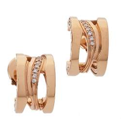 Pre Owned Bvlgari B.Zero1 Design Legend Diamond 18K Rose Gold Earrings