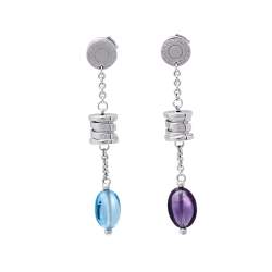 Bvlgari B.Zero1 Amethyst Topaz 18K White Gold Drop Earrings