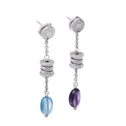 Bvlgari B.Zero1 Amethyst Topaz 18K White Gold Drop Earrings