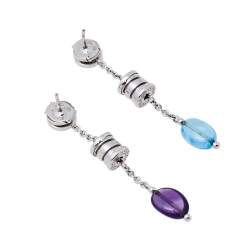 Bvlgari B.Zero1 Amethyst Topaz 18K White Gold Drop Earrings