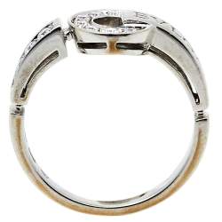 Pre Owned Bvlgari Bvlgari Pave Diamond 18K White Gold Ring Size 60